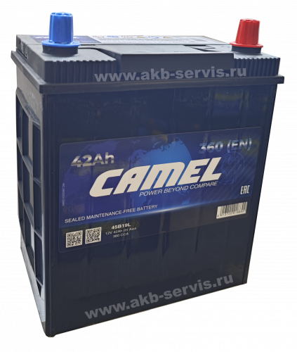 Аккумулятор 42Ач о/п CAMEL  350А  45B19L